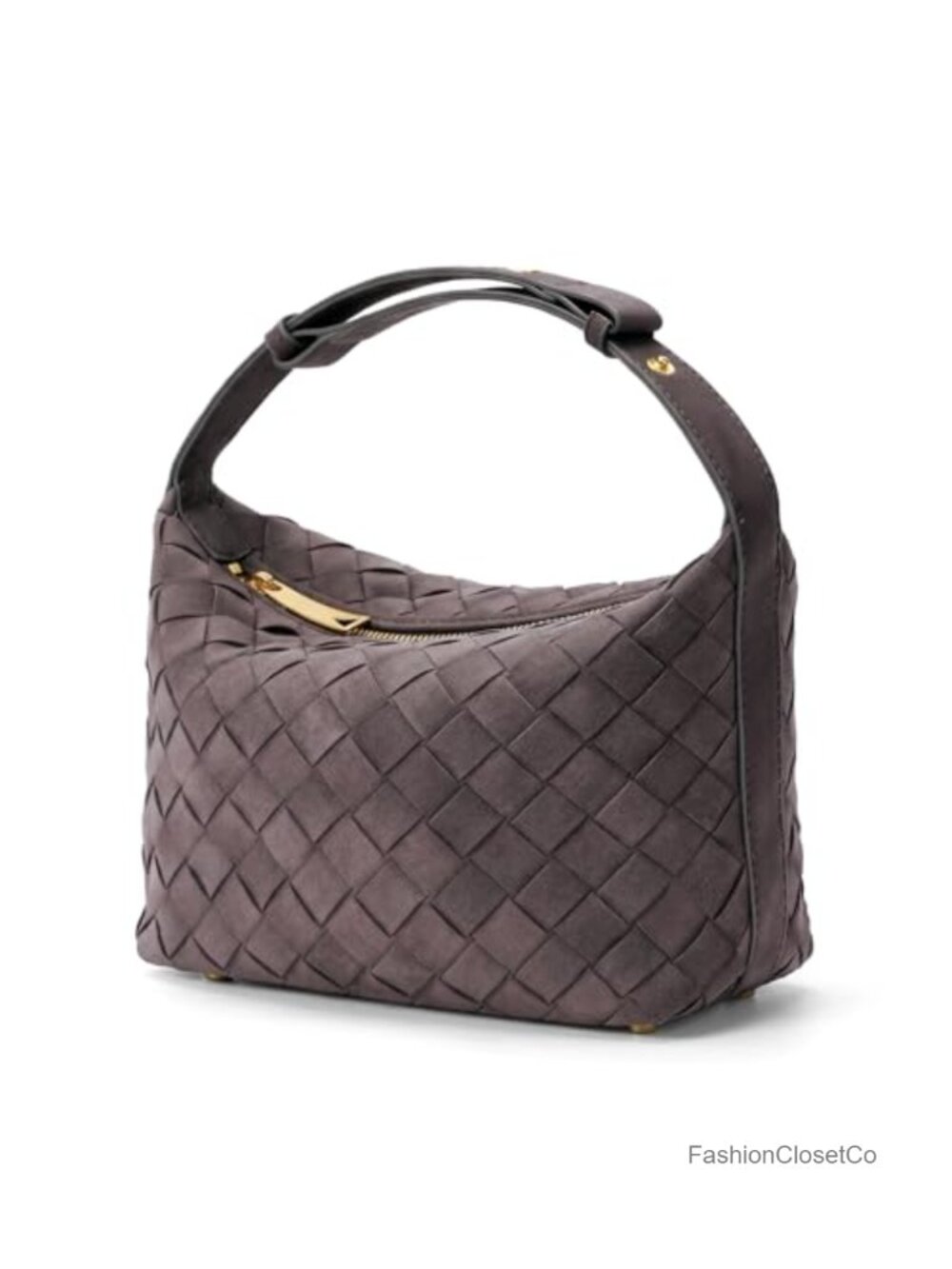 Hand-Woven Faux Suede Hobo Bag with Adjustable Strap